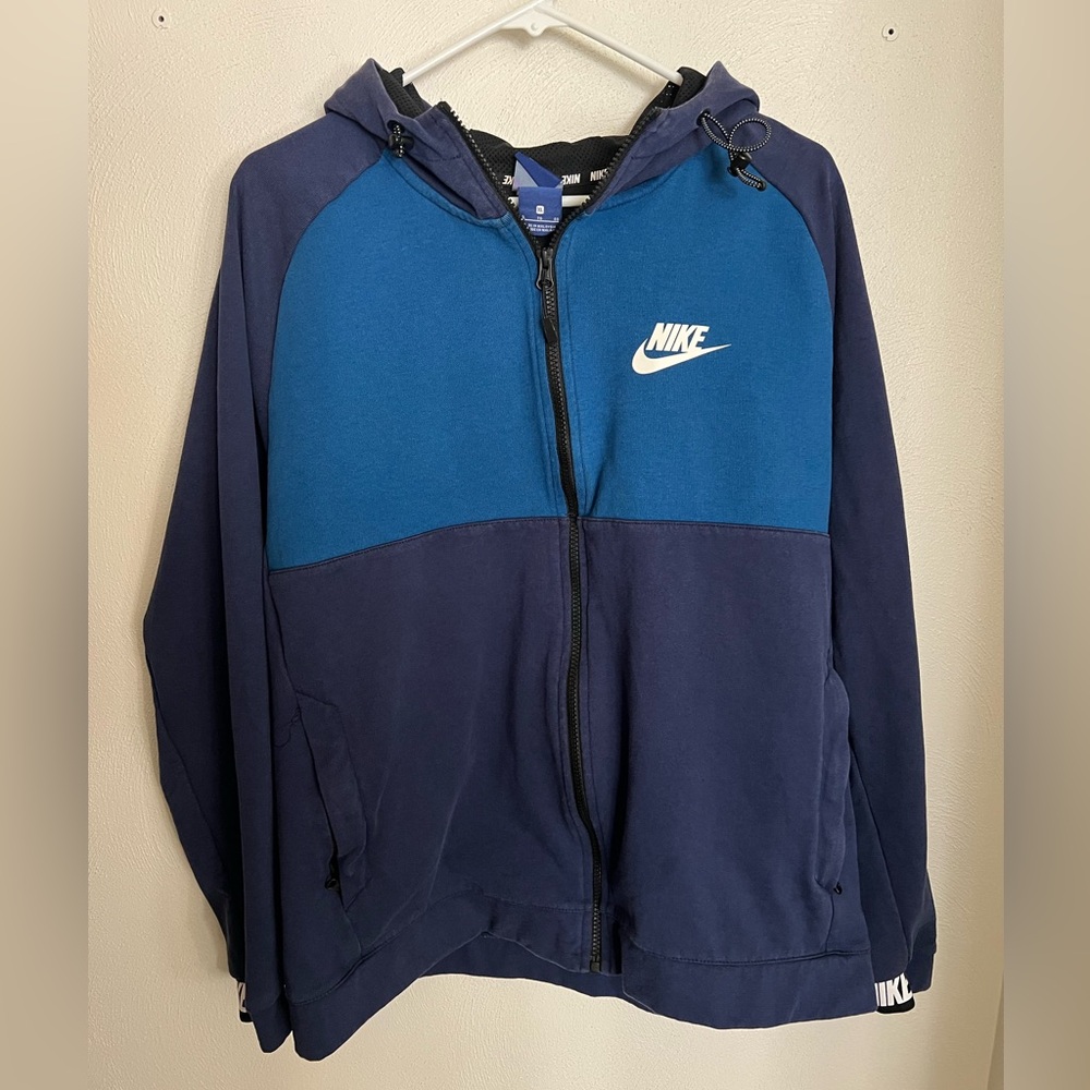 NIKE Vintage Y2K Full Zip Fleece Logo Jacket Blue‎ White Black Men's Size XL GUC